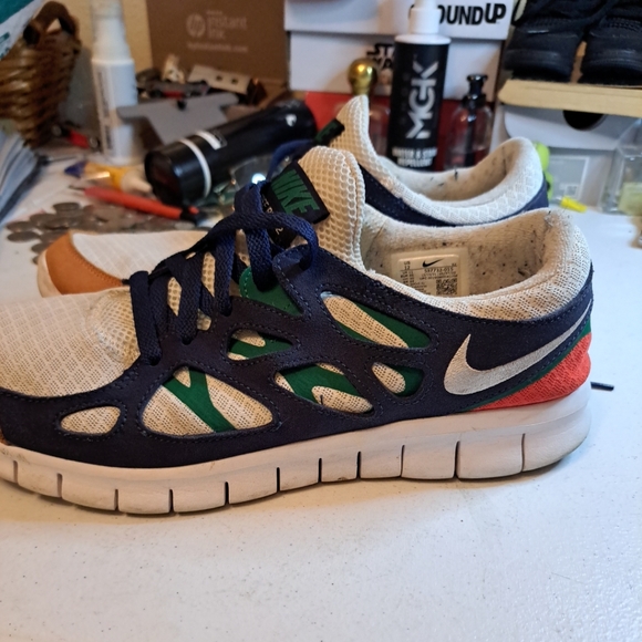 Nike Free Run 2 537732-015 Men's Size 12 White Navy Gold Athletic Running Shoes - Picture 1 of 8